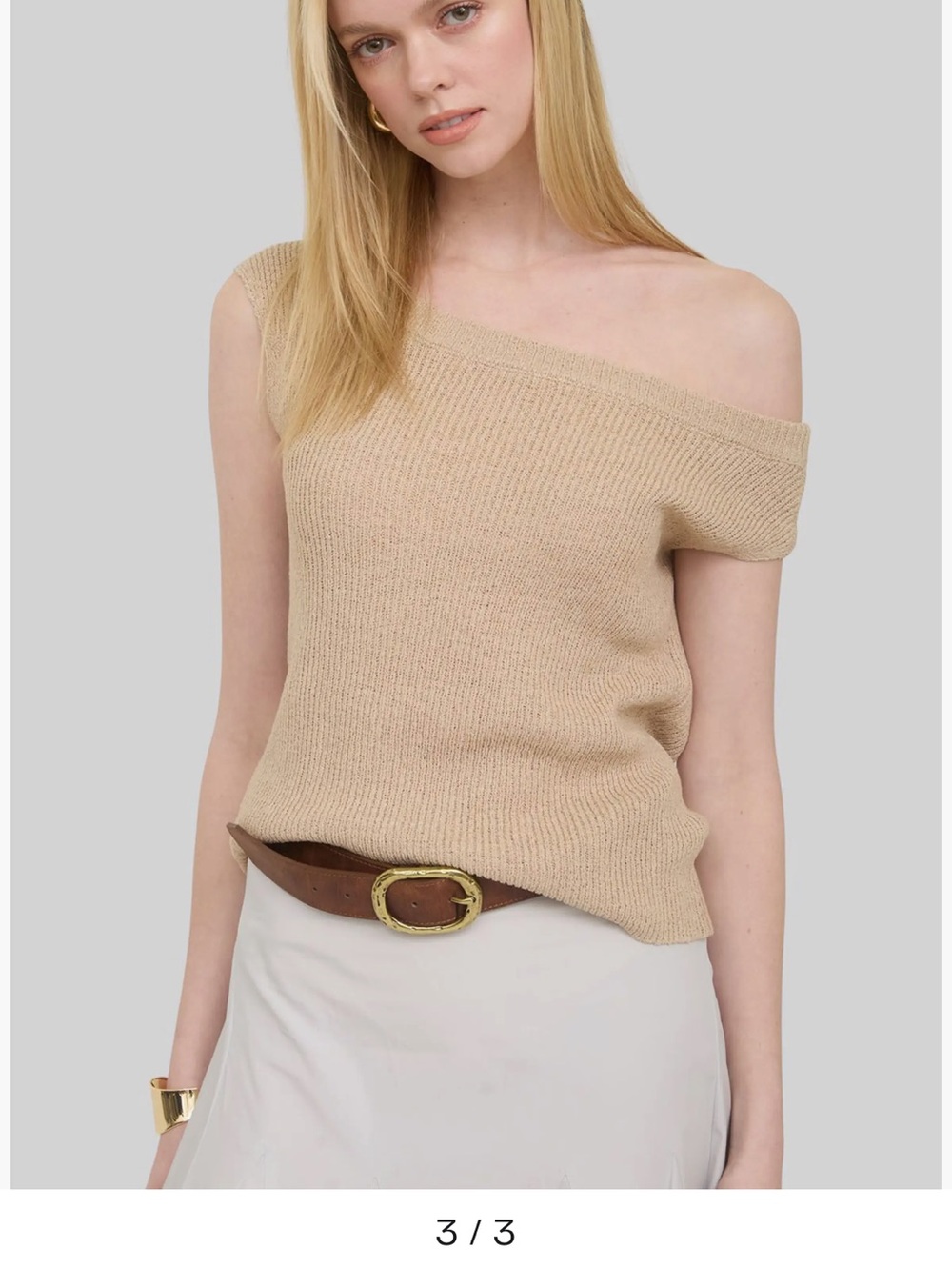 The Workshop Off-Shoulder Knit Sweater Top in Cream